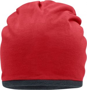 Myrtle Beach Mütze mit Fleece-Kontrastabschluss rot