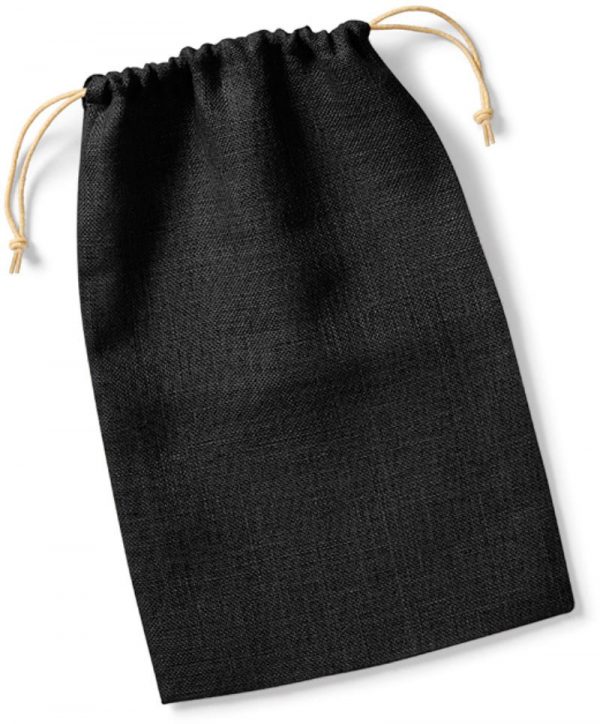 Westford Mill Jute Tasche mit Zugkordel schwarz